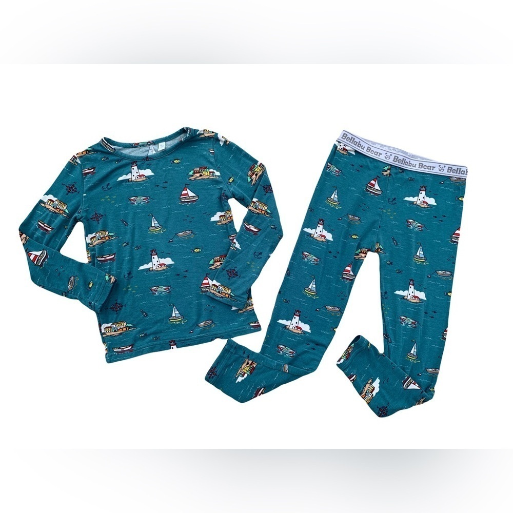 Bellabu Bear Size 2T Lighthouse Sailboat Bamboo Pajamas Set